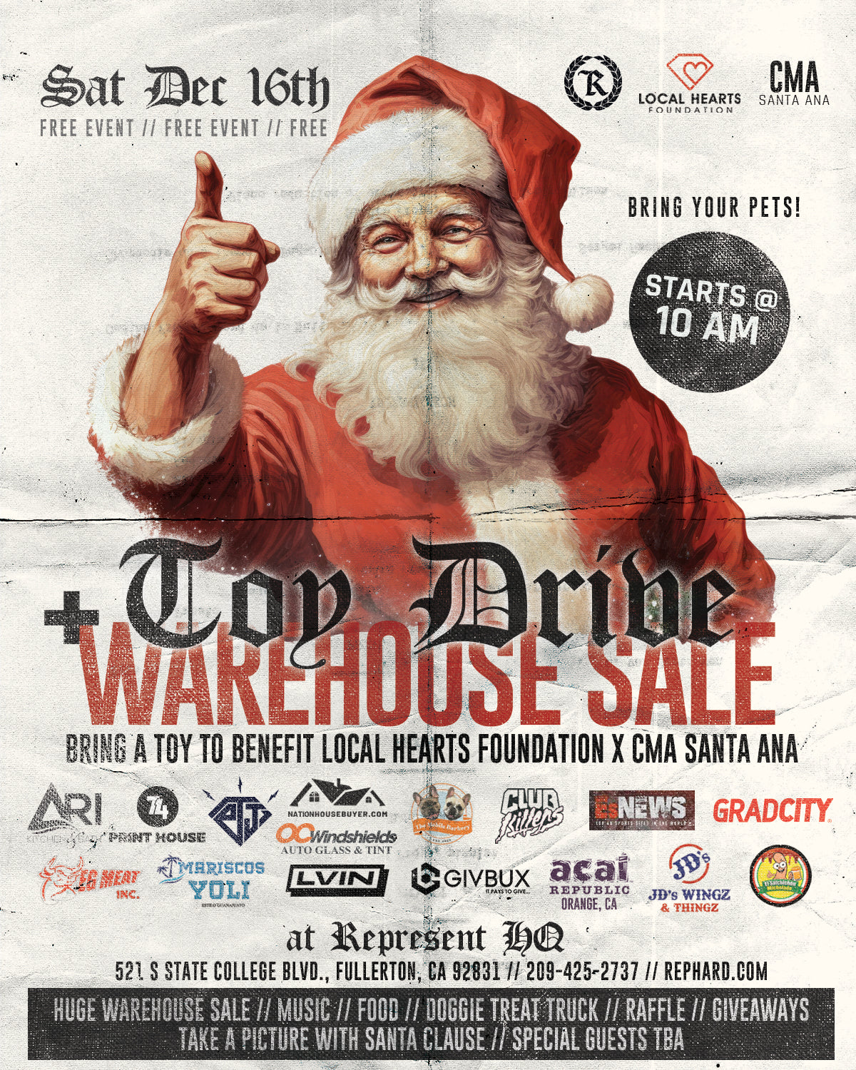 TOY DRIVE + WAREHOUSE SALE | SAT. DEC. 16TH
