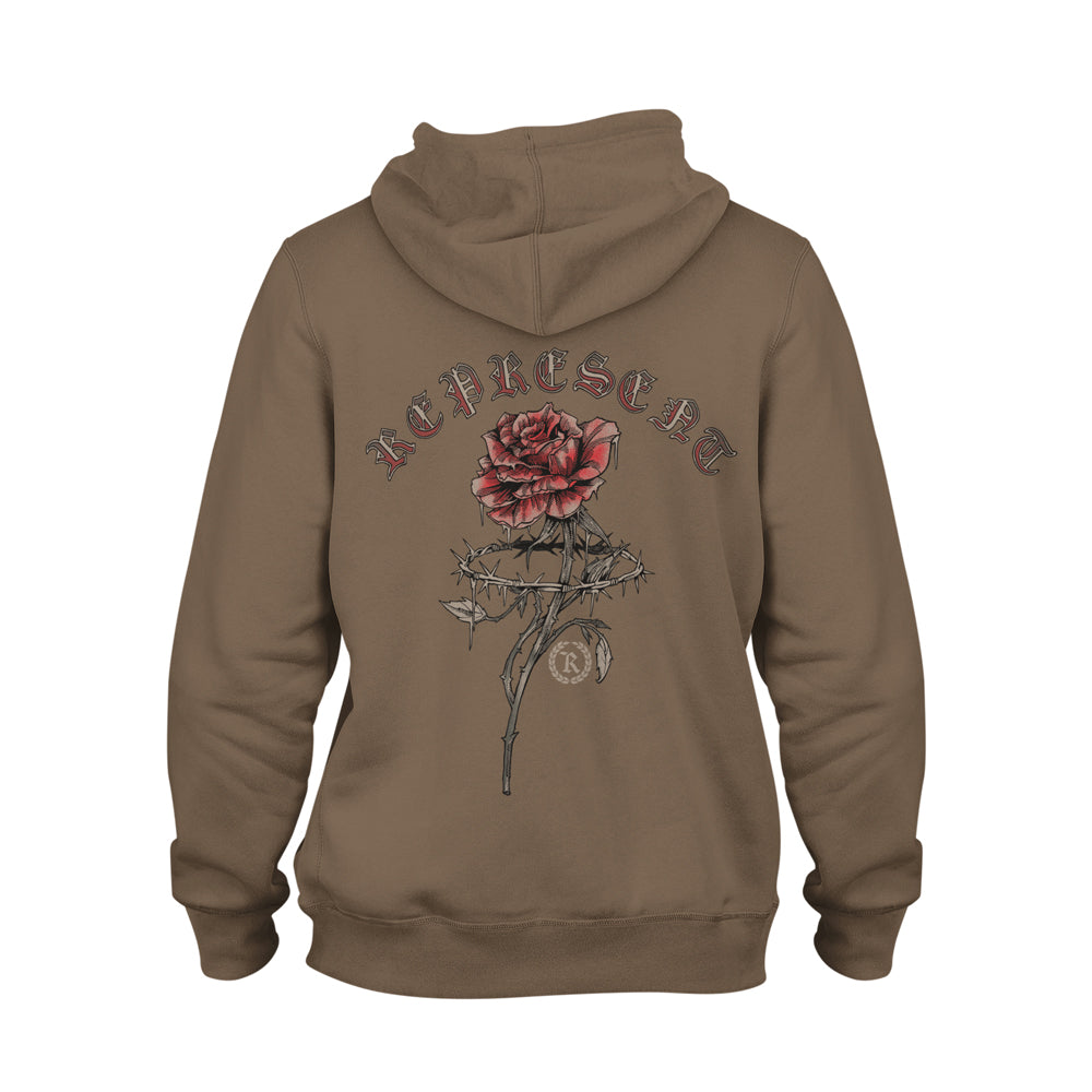 Barbed Rose Fashion Heavy Hoodie [DESERT BROWN] V-DAY DROP