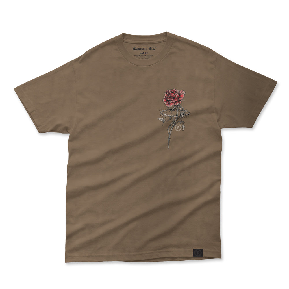 Barbed Rose Heavyweight Tee [FADED BROWN] V-DAY DROP