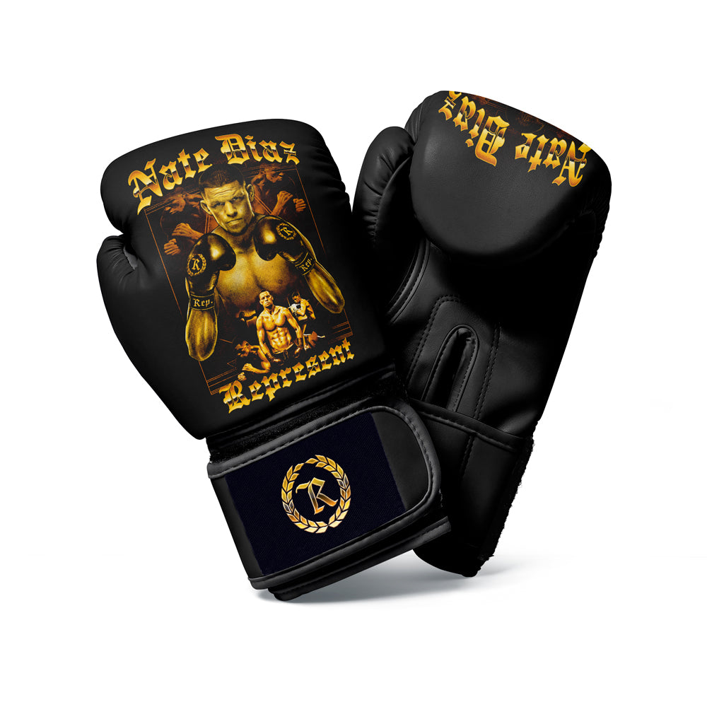 Nate Diaz Aug. 5th 16oz. Boxing Gloves [BLACK] OFFICIAL PAUL VS. DIAZ MERCH