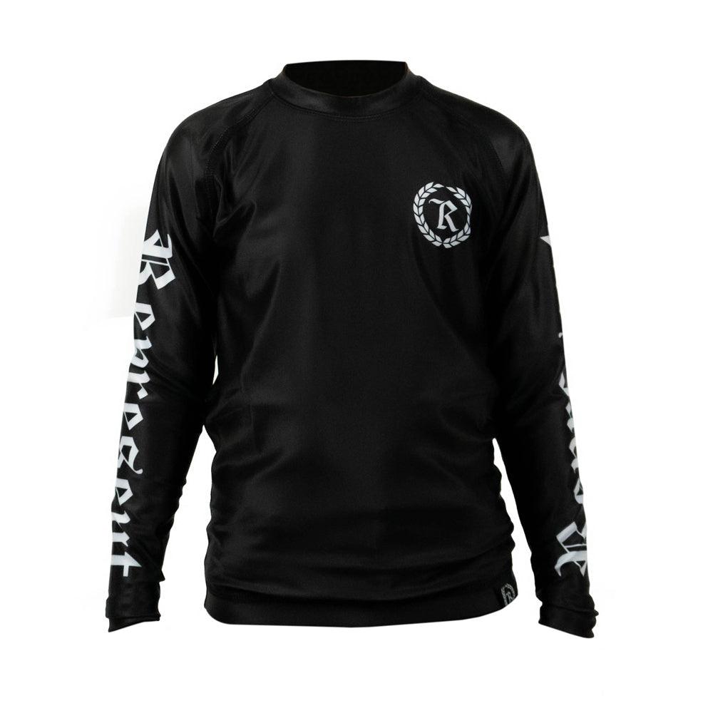Black Gang Kids Jiu Jitsu Rash Guard Long Sleeve [BLACK X WHITE] - Represent Ltd.™