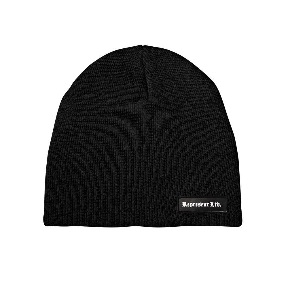 The Minimal PVC Silicone SMALL Patch Short Beanie [BLACK] CLASSIX COLLECTION - Represent Ltd.™