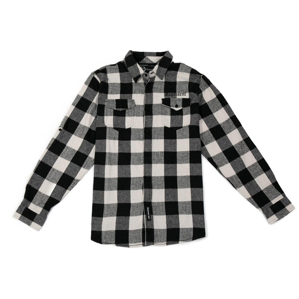 Original Classic Long Sleeve Flannel Shirt [OFF WHITE X BLACK] FLANNEL SEASON - Represent Ltd.™