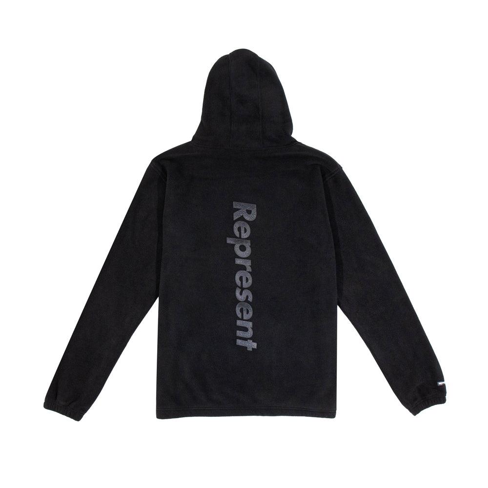 REPRESENT // REAL Quarter Zip Polar Fleece Hoodie [BLACK X BLACK] - Represent Ltd.™