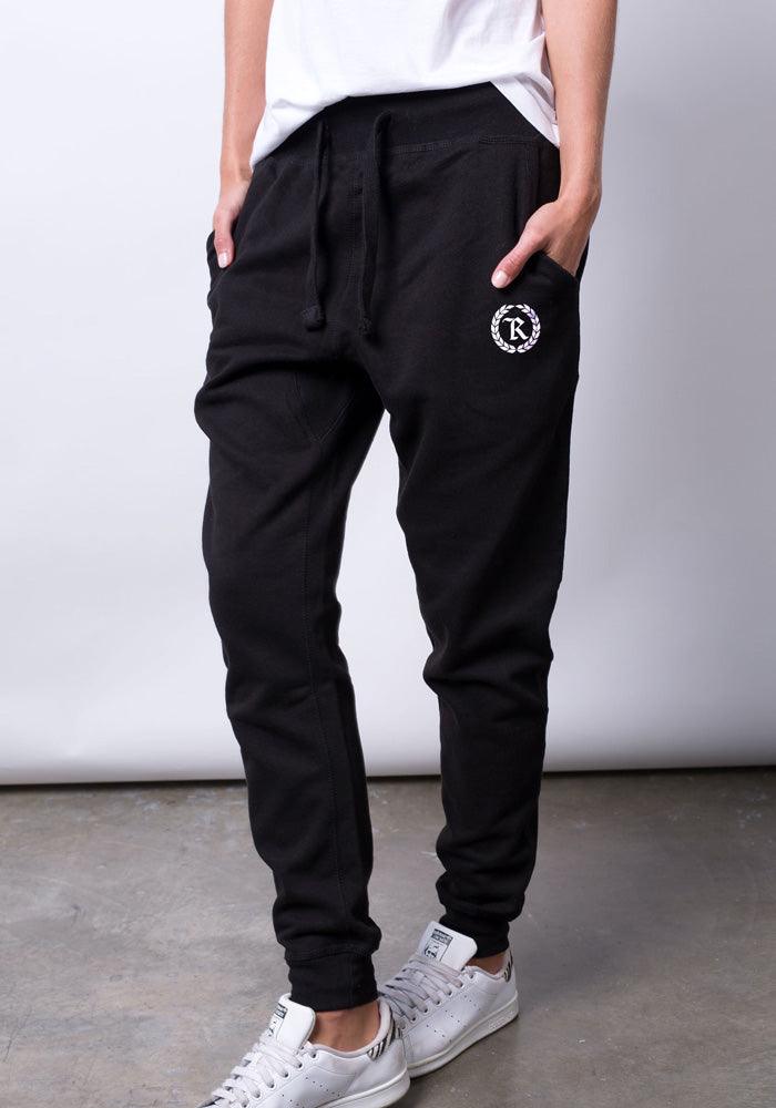 Black vinyl outlet joggers