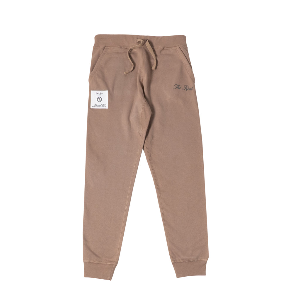 The Real Woven Patch Embroidered Signature Joggers [EARTH LATTE]