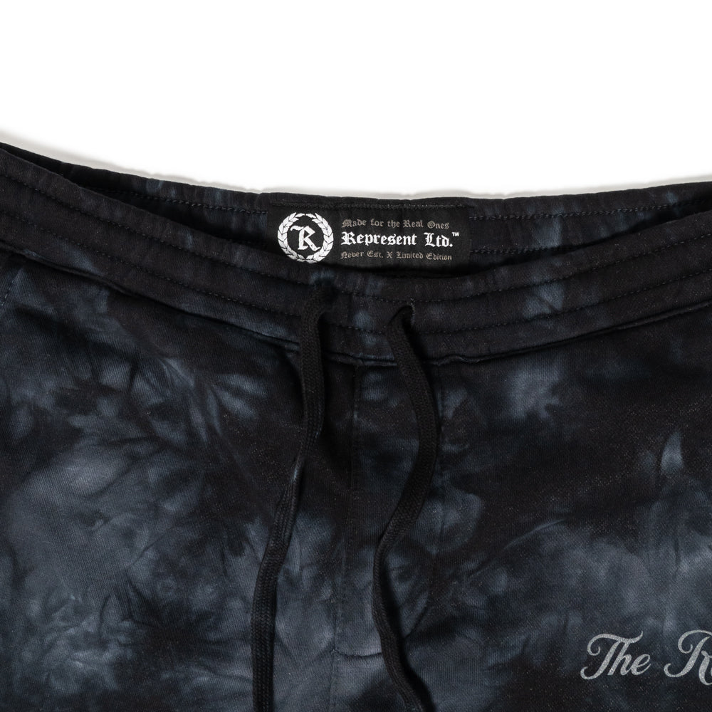 The Real Woven Patch Label Fleece Shorts [BLACK TIE DYE]