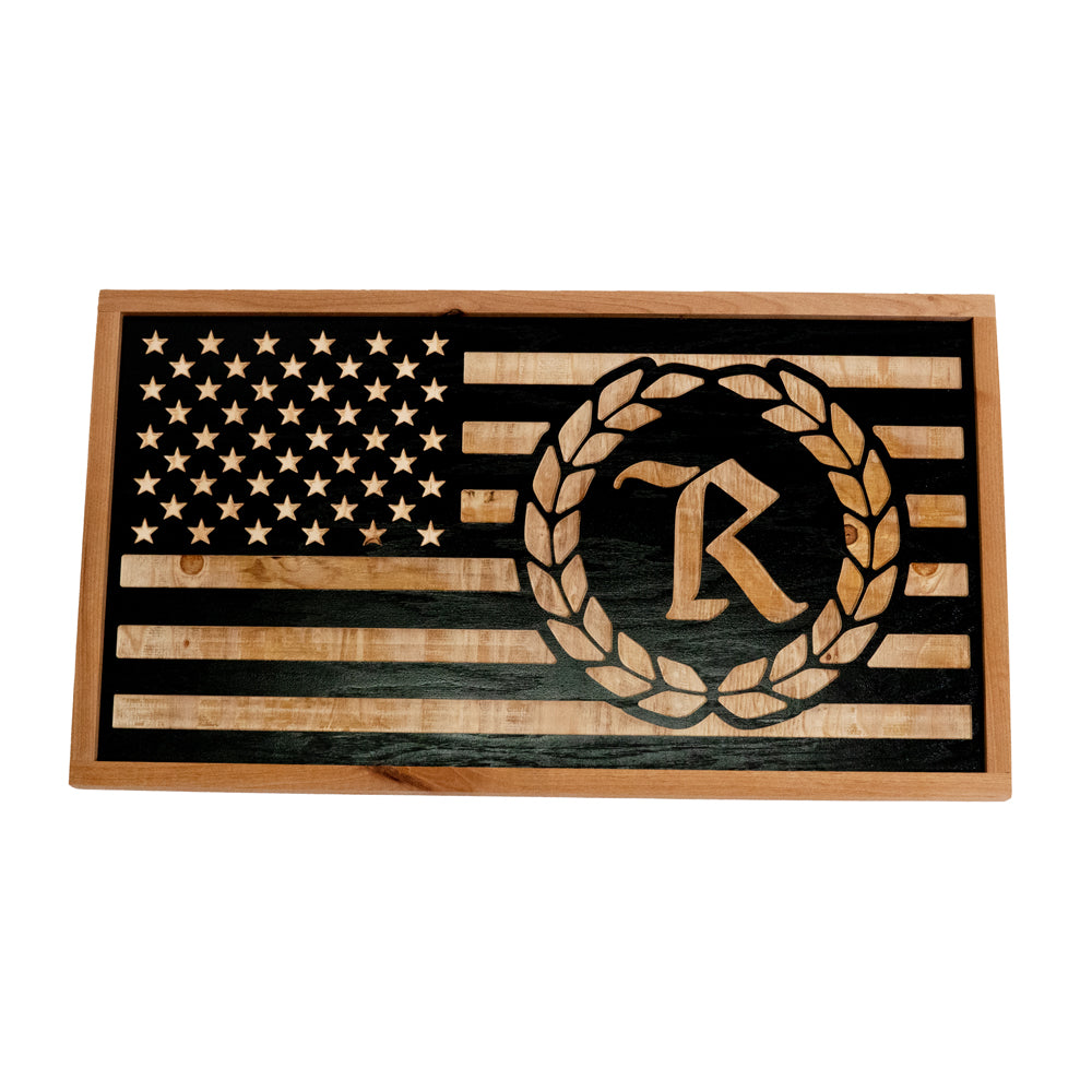 3D US Flag Logo Wooden Wall Art [NATURAL X BLACK] LIMITED EDITION