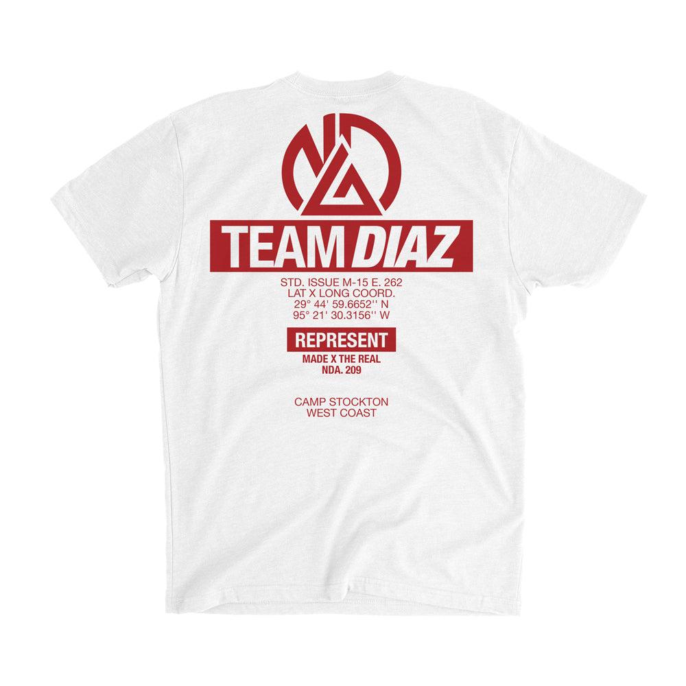 TEAM DIAZ Camp Stockton Training Gear Tee [WHITE X RED] NATE DIAZ UFC 262 CAMP EDITION - Represent Ltd.™