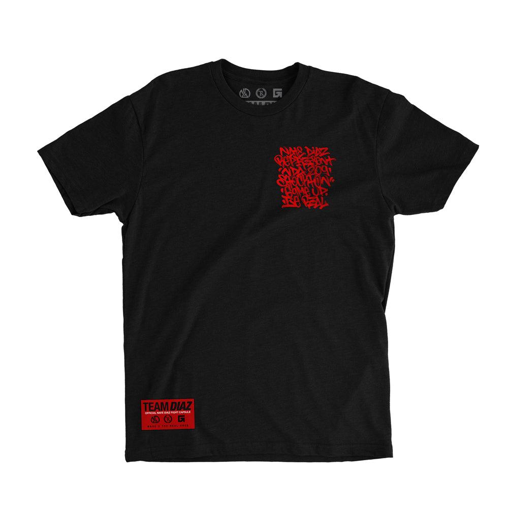 Nate Diaz Street Style 263 PVC Silicone Patch Signature Tee [BLACK] OFFICIAL UFC 263 FIGHT EDITION - Represent Ltd.™