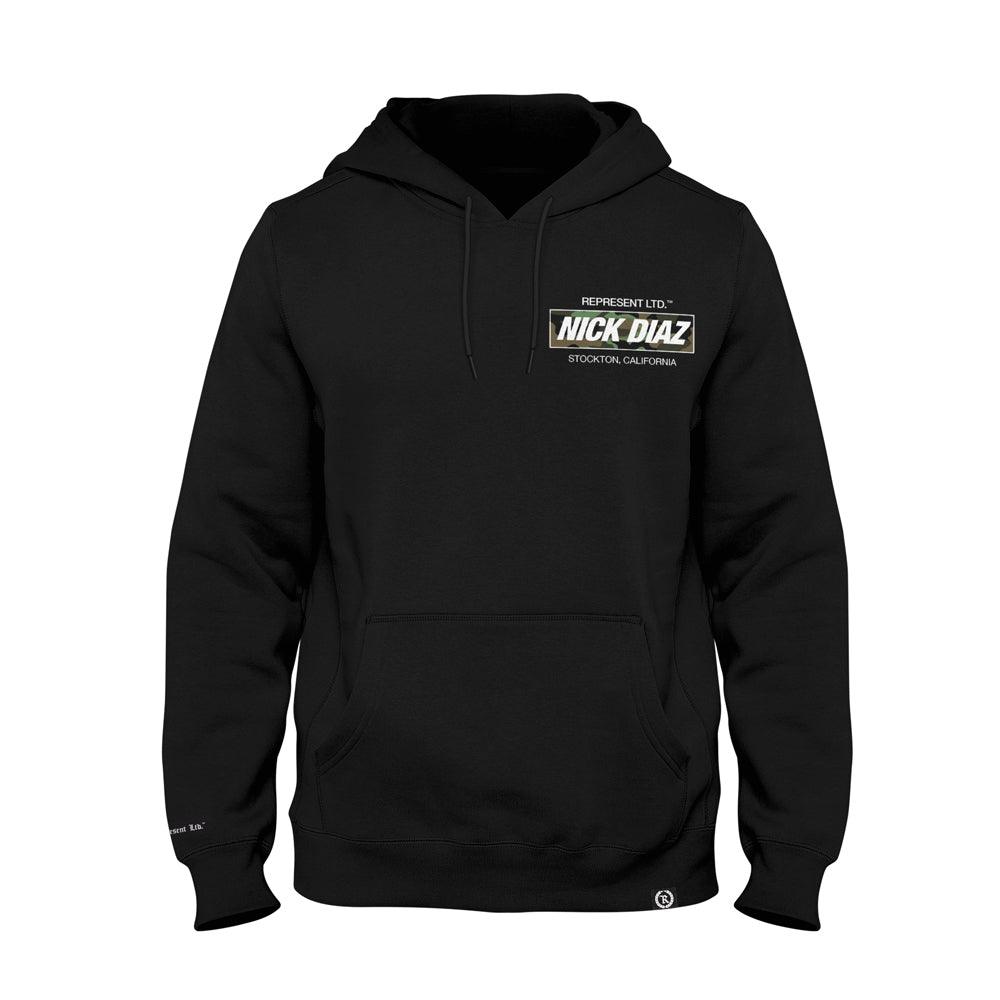 Nick Diaz 266 Fight Camp Premium Heavyweight Hoodie [BLACK X FOREST CAMO] OFFICIAL UFC 266 209 FIGHT CAMP EDITION - Represent Ltd.™