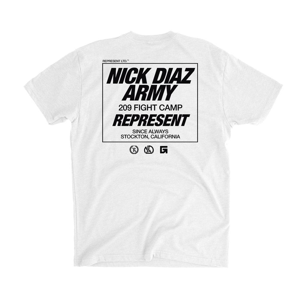 Nick Diaz 266 Fight Camp Signature Tee [WHITE X BLACK] OFFICIAL UFC 266 209 FIGHT CAMP EDITION - Represent Ltd.™