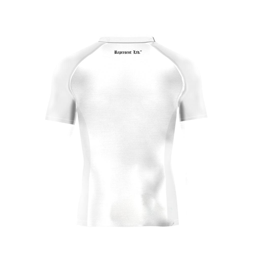 Black Gang Jiu Jitsu Rash Guard Short Sleeve WHITE X BLACK